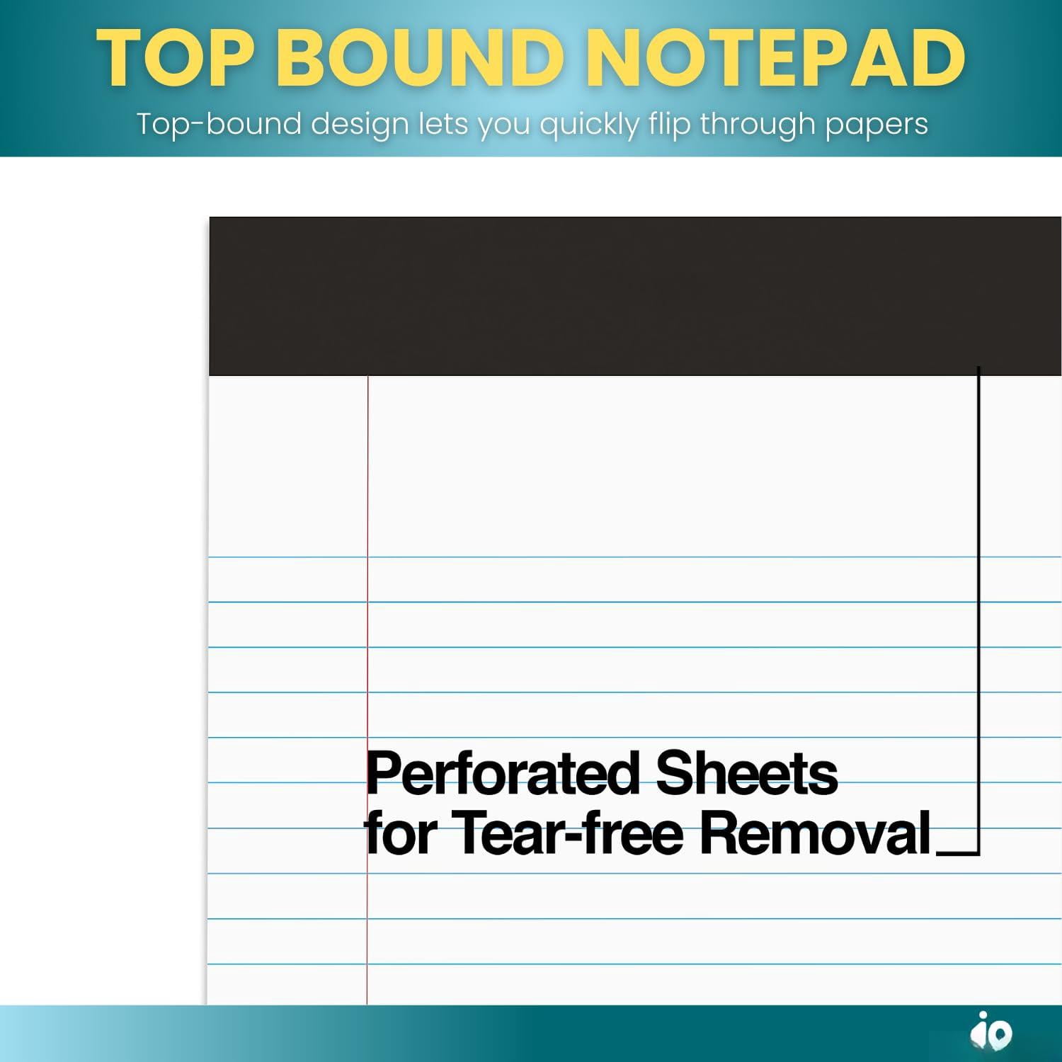 Jr Legal Pads Small Notepads  5" X 8" Narrow Ruled Note Pad White 50 Sheets/pad 24 Pads/pack