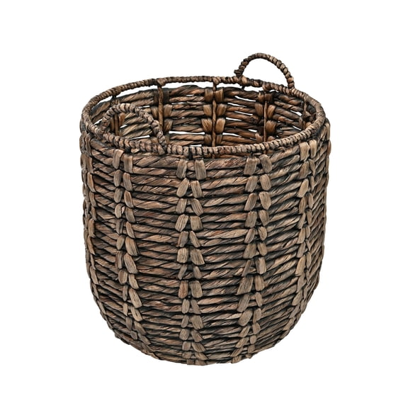 happimess Laurel 19.49" Bohemian Hand-Woven Abaca Hamper Basket with Handles, Brown, BSK1003B