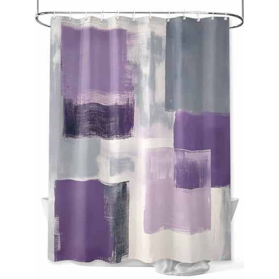 Purple Grey Shower Curtain, Graffiti Art Abstract Mottled Color Block Modern Waterproof Shower Curtain Set with 12 Hooks Lightweight Washable Fabric Shower Curtains for Bathroom 72x72 Inches