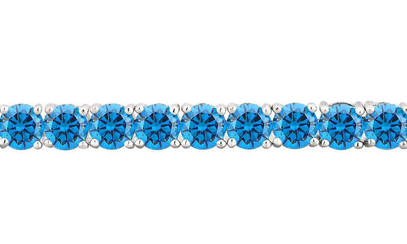 7.00 Carat T.W. Simulated Blue Topaz Sterling Silver Adjustable Tennis Bolo Bracelet