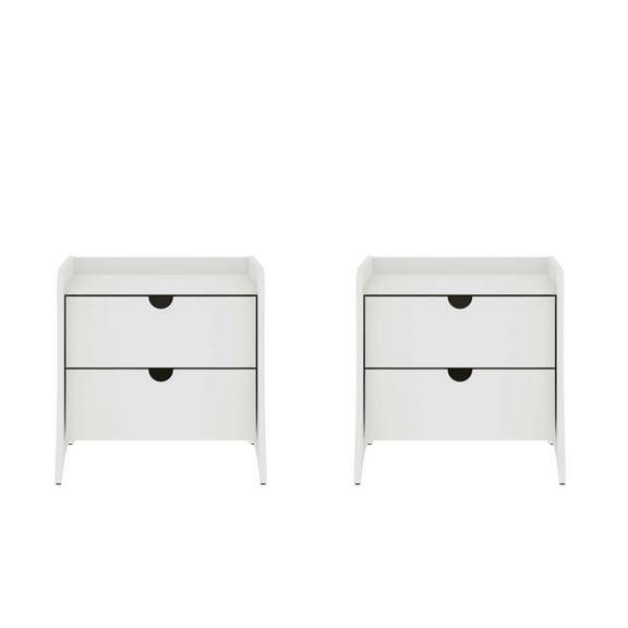 Coney Mid-Century Modern 2-Drawer Nightstand in White (Set of 2)