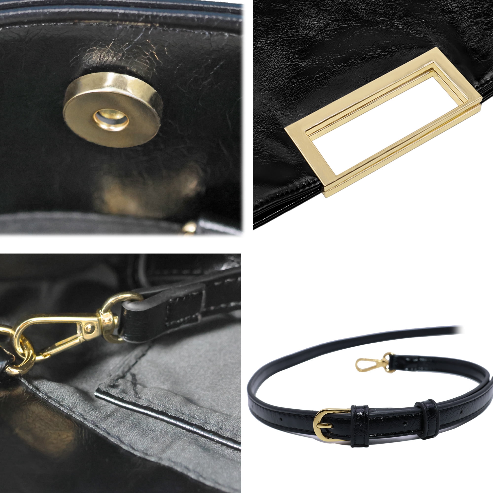 Milisente Women Top Handle Clutch Purse PU Leather Envelope Evening Bags For Formal Party Work（Black)