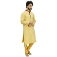 thumbnail image 4 of Atasi Classic Beige Men's Dupion Kurta Pyjama Party Wear Designer Shirt-XL, 4 of 7