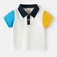 thumbnail image 4 of Boys T Shirts Summer Color Block Casual Polo Shirt for Toddler Kids Boys Breathable Soft Comfor Top Summer Tops Navy 3 Years-4 Years, 4 of 5