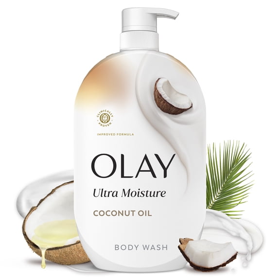 Olay Ultra Moisture Body Wash with Coconut Oil, Vitamin B3 and Hyaluronic Blend, 35 fl oz