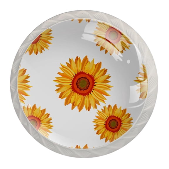 4 Pcs Sunflower Knobs for Kitchen Cabinet Cupboard Dresser Bookcase Drawer Pulls Handles Round Home Decor