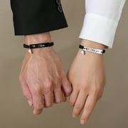 Vnox Magnetic Couples Bracelet, Adjustable Matching Macrame Bracelets, Stainless Steel Distance Relationship Bracelet, BF and GF Gifts