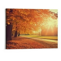 Creowell  Sunset Autumn Scene Fall Trees Poster Canvas Print Wall Art Picture Print Poster Modern Home Wall Decor Bedroom Aesthetics Living Room Office Décor -20x16 in