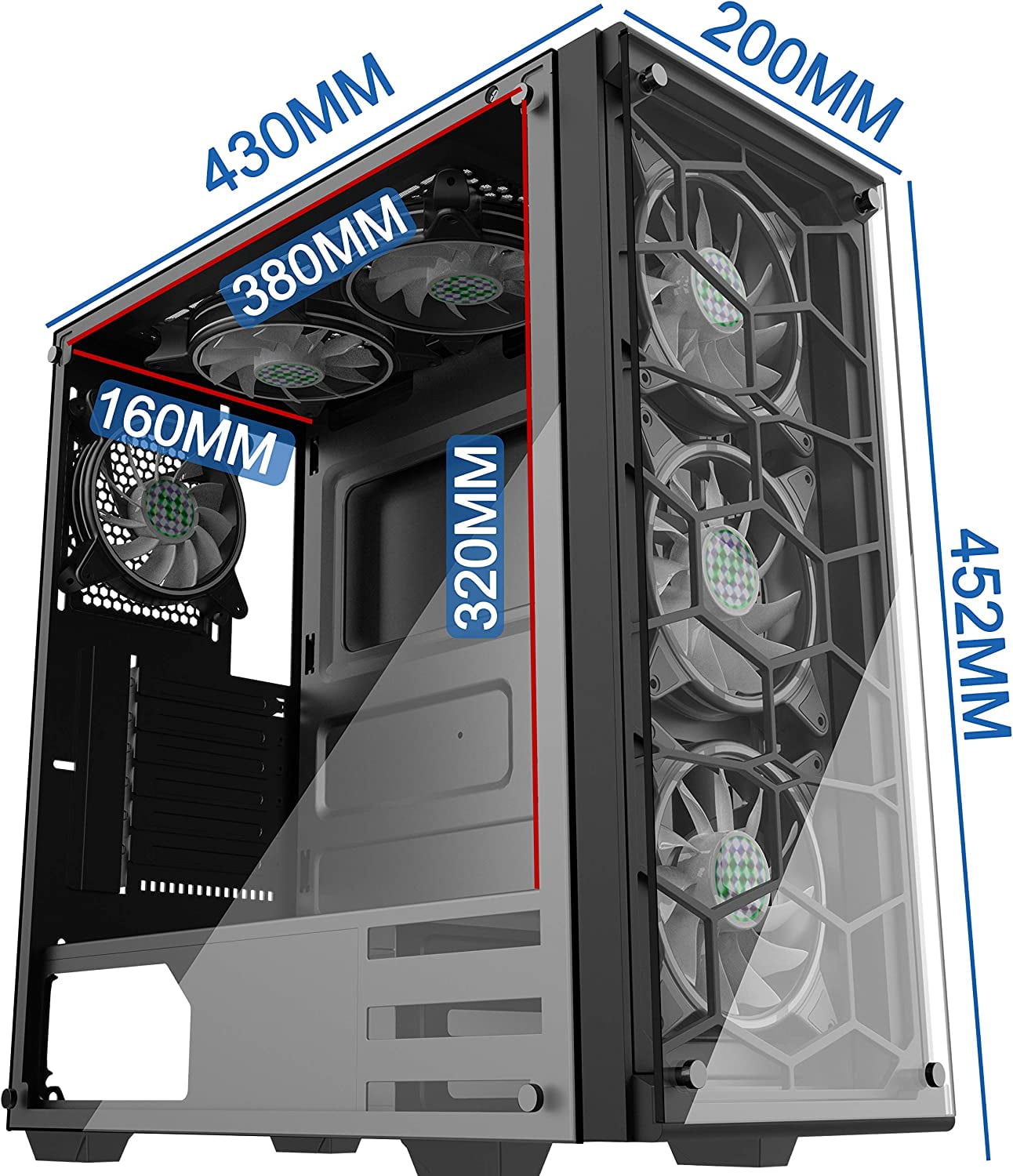 MUSETEX ATX Mid-Tower Case 907 Phantom Black Gaming PC Case Computer Chassis