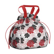 Pioneer Flower Floral Print Pattern Drawstring Lunch Bag Women - Drawstring Lunch Bag Insulated for Work Office - Stain-Resistant Large Lunchbags for Women with Multi-Pockets