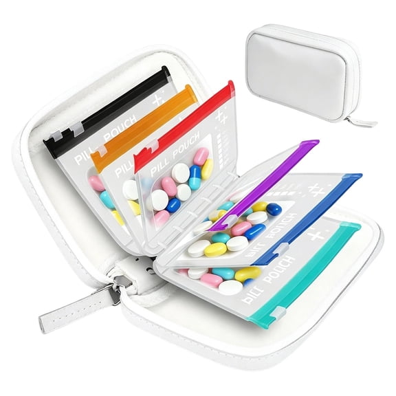 Liaiai Waterproof Pill Organizer with Zippered Pill Pouches For A7 Binder, Large Weekly Medicine Organizer, Color-Coded Reusable Travel Pill Storage System