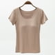 thumbnail image 1 of Camiseta de mujer de manga corta con almohadilla para el pecho de verano, sujetador de color liso, media manga, se puede usar como camisa de fondo, 1 of 6