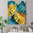 thumbnail image 4 of Gold Teal Monstera Leaf Canvas Wall Art，Elegant Decor for Living Room Bedroom Office Hotel, 4 of 8