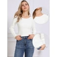 thumbnail image 2 of DARING DIVA Women's Long Sleeve Crewneck Fitted Pullover Sweaters S White, 2 of 6