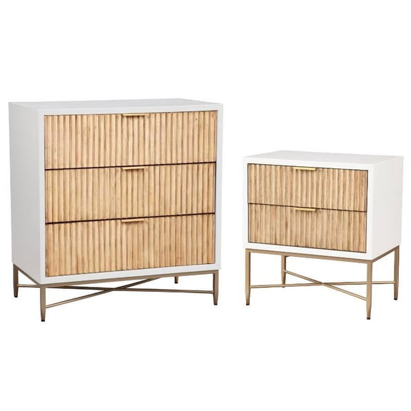 Home Square 2-Piece Set with 3 Drawer Chest & 2 Drawer Nightstand in White