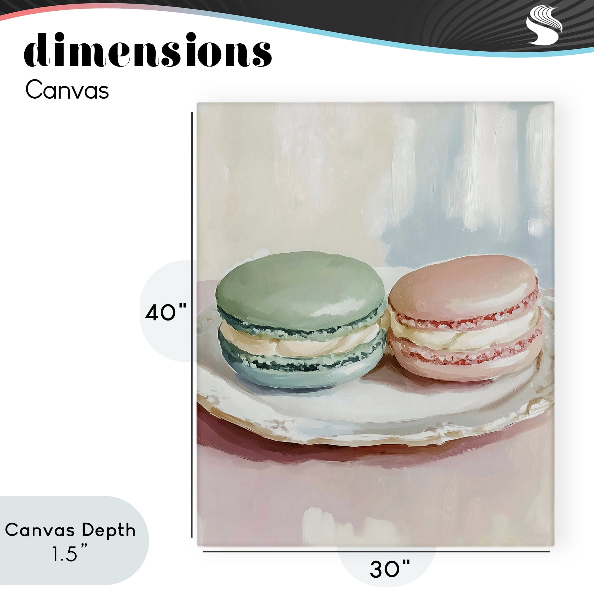 Stupell Industries Pastel Macarons on Plate Canvas Wall Art, design by The Prints Vibe