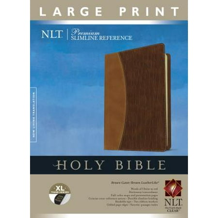 Brown Gator Print Premium Slimline Reference Bible NLT, Large Print, TuTone (Red Letter, LeatherLike, Brown Gator/Brown, Indexed) ()