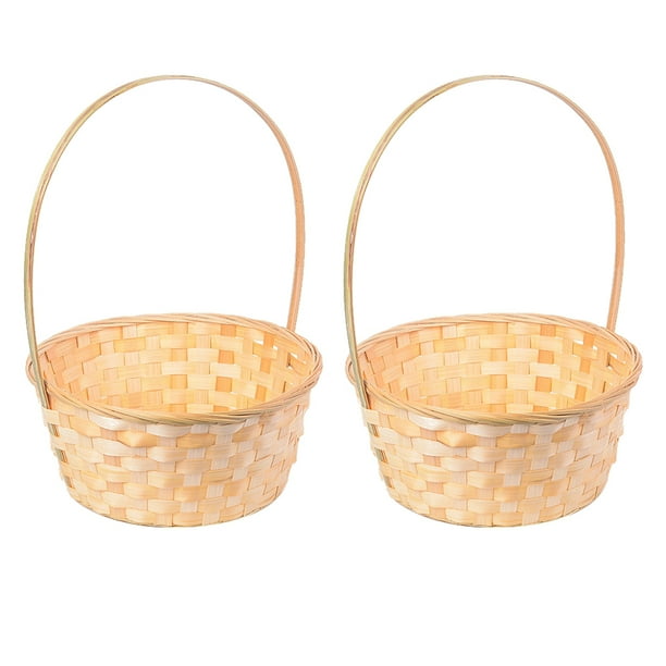 2 unids Cestos de flores de tejido a mano bambú cestas tejidas decorativas contenedores de flores