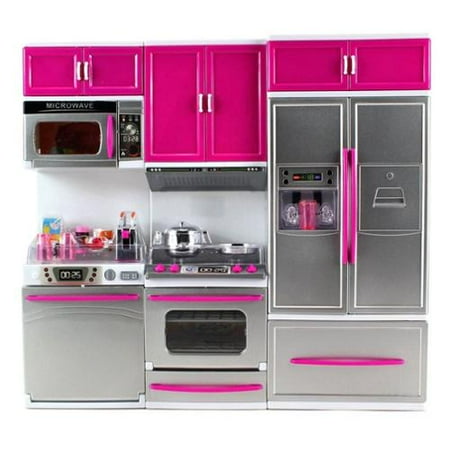 Plan Toys Kitchen Stove My Modern Kitchen Full Deluxe Kit Battery Operated Kitchen Playset: Refrigerator, Stove, Microwave (Christmas Gift Idea) ()