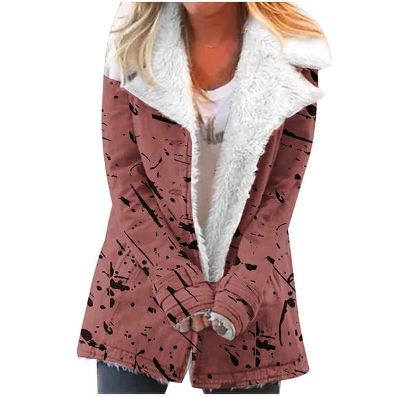 BLVB Womens Winter Warm Fuzzy Fleece Lined Jacket Notch Collar Thermal Plush Coats Thicker Outerwear 2024 Fashion Clothes