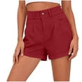 thumbnail image 4 of Gym Shorts Women Plus Size New Summer Shorts for Women High Waist Pleated Button Zipper Loose Shorts Classic Rolled Hem Bottoms with Pockets Wine XXL, 4 of 7