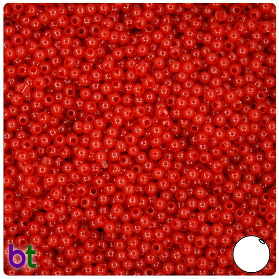 BeadTin Red Opaque 3mm Round Plastic Beads (1oz)