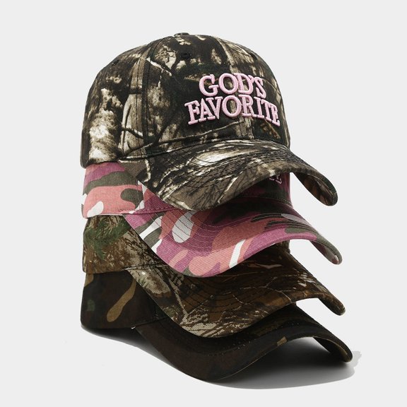 Summer Hats for Women Unisex Camo Embroidered Soft Top Washed Baseball Cap Outdoor Light Purple One Size