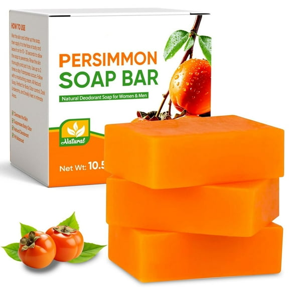 Jabón corporal desodorizante que elimina la suciedad y la grasa sin resecar. Aroma a caqui. 200 g.