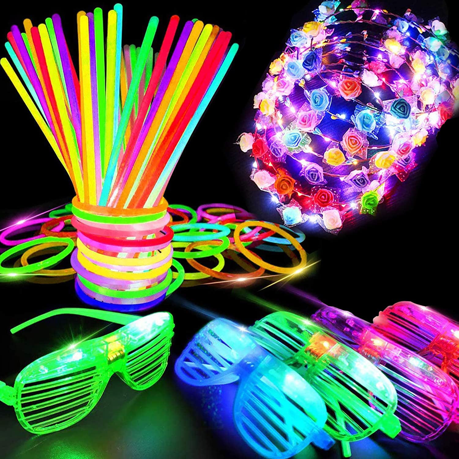 224PCS Glow Sticks, DELEE Glow Sticks Party Packs for Kids with Glow Neon  Necklaces, Eye Glasses, Balls, Bracelet Connectors for Dark Party  Supplies,Festival, Halloween Decoration - Walmart.com