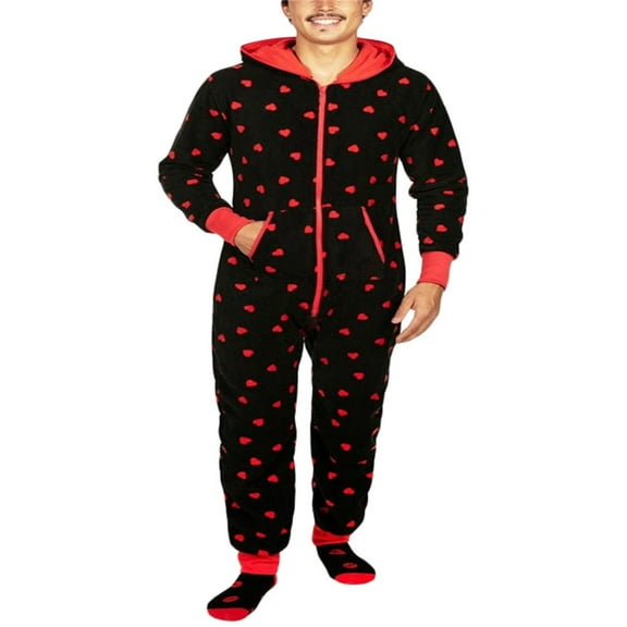 FNNMNNR Couples Matching Christmas Pajamas Jumpsuit Hoodie Onesie Cute Union Suit Full Zipper Romper Sleepwear