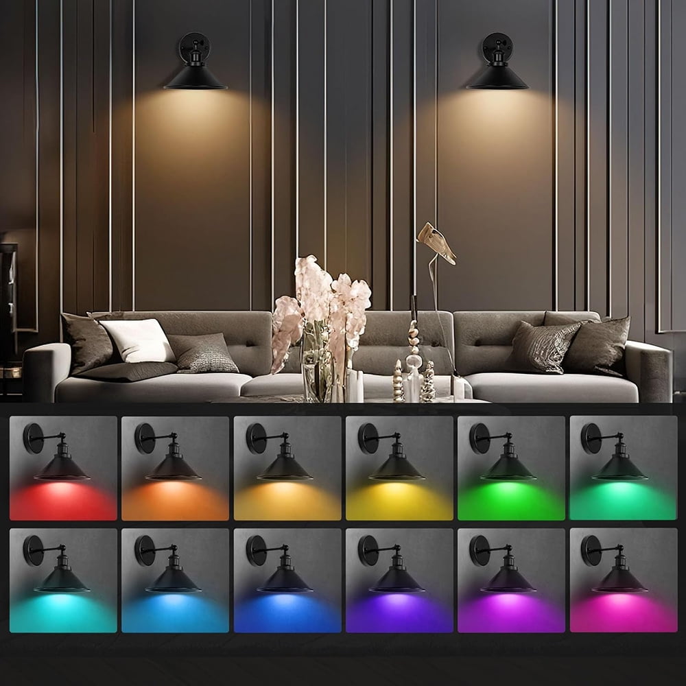 2 Pack Wall Lights Battery Operated Wall Sconces,Black Wireless Wall Sconces with Remote,Iron Retro Creative Rechargeable Wall lamp for Bedroom Living Room