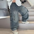 thumbnail image 3 of Kiijoy Big Boys Loose Fit Cargo Jeans Casual Sports Pull On Denim Pants, Sizes 7-8, 3 of 8