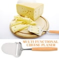 thumbnail image 4 of Cepilladora de queso de acero inoxidable | Paquete de 2 afeitadoras de queso multifuncionales con mango de madera | Espátula para hornear de fácil agarre | 22,5x7,5cm | Para Queso, Jamón, Leche, 4 of 8