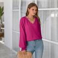 thumbnail image 6 of SOMER Blouses for Women Dressy Casual, Trendy V Neck Long Sleeve Shirts for Women, Elegant Casual Womens Fall Tops Pleated Cuffs 2025, 6 of 6