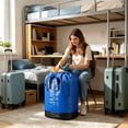 thumbnail image 3 of Heavy Duty Woven Drawstring Large Laundry Storage Bag with Reinforced Handles, Waterproof Polyethylene Material, 38.58 X 39.37 Inches for Moving Travel and Dorm Storage Use, 3 of 6