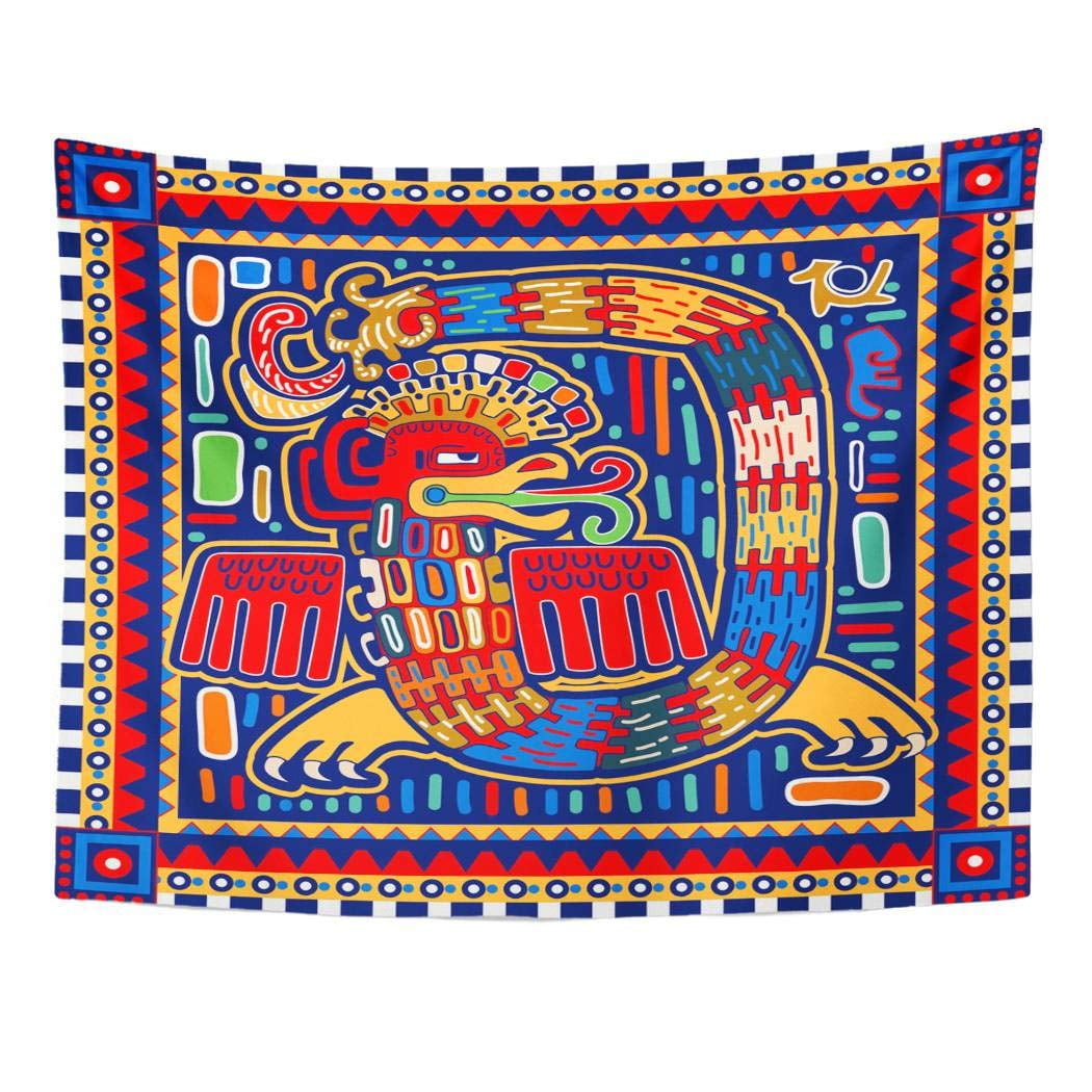 UFAEZU Colorful America Quetzalcoatl Ornamental Pattern Dragon Maya