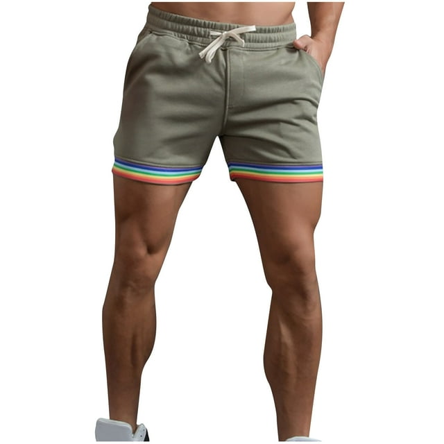 Mens Shorts Mens Casual Solid Color Casual Drawstring Pockets Elastic Sports Shorts