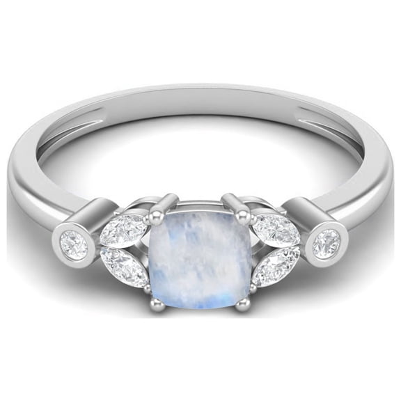 1.19 Cts Cushion Shape Moonstone Solitaire 925 Sterling Silver Women Valentines Day Gifts Ring