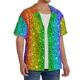 thumbnail image 4 of Disketp Men's Hawaiian Glitter Rainbow Print Shirts Button Down Holiday Beach Shirts-3X-Large, 4 of 7