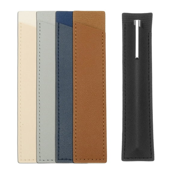Uxcell 5 Pcs Leather Pen Pouch Sleeve for Single, Handmade Fountain Pen Pouch Pencil Protective Cover Holder for Touch Ballpoint Pencil Hardcover Journals Notebook, Multicolor