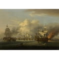thumbnail image 2 of Thomas Luny 14x11 Gold Ornate Wood Frame and Double Matted Museum Art Print Titled - End of the Battle of Trafalgar, 1805 (1834), 2 of 4