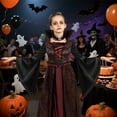 thumbnail image 4 of Joyfy Vampire Costumes for girls, Royal Vampire Costume for Halloween Dress Up Party Vampire-Themed Party 10-12yrs, 4 of 9