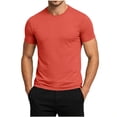 thumbnail image 3 of Fengqque Mens T-Shirts Summer Short Sleeve Round Neck Basic Tees Plus Size Solid Color Slim Fit Pullover Tops Red XL(XL), 3 of 6