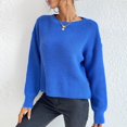 thumbnail image 6 of Women's Fashion Casual Crew Neck Pullover Long Sleeve Bolded Knit Sweater, Chunky and Warm, Great for Everyday Use and Seasonal Activities,Royal Blue,S, 6 of 6