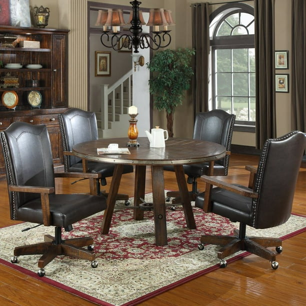 Emerald Home Castlegate 5 Piece Round Dining Set With Caster Chairs Walmart Com Walmart Com
