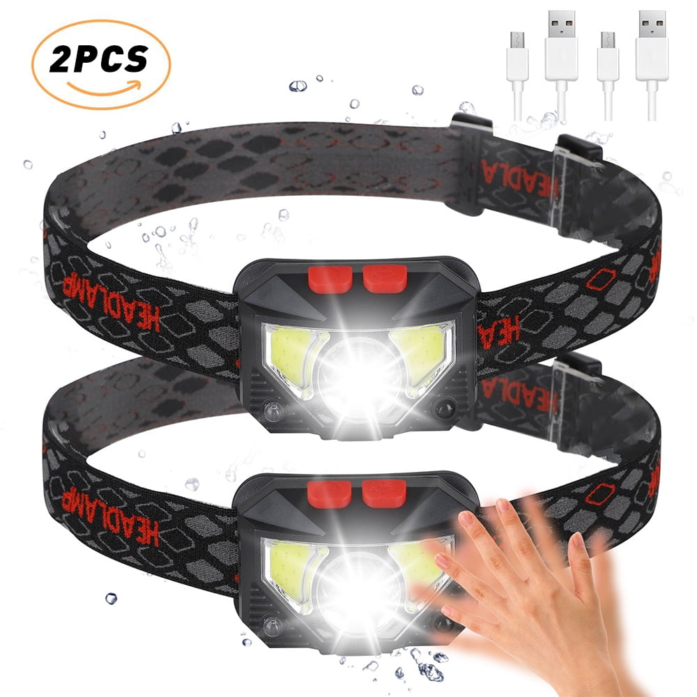 2PCS Rechargeable LED Headlamp Head Torch Flashlight Work light Sensor Headlight 