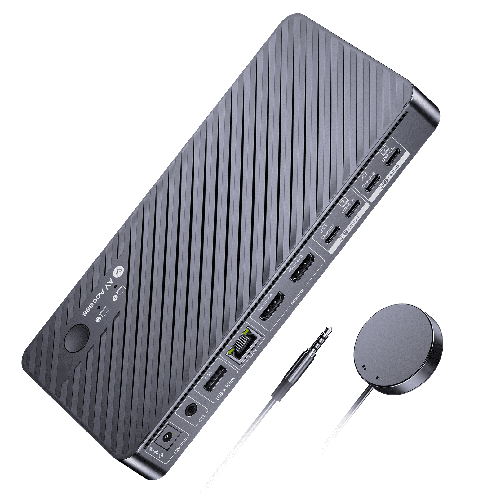 AV Access USB-C KVM Switch Docking Station for 2 Laptops, Dual 4K