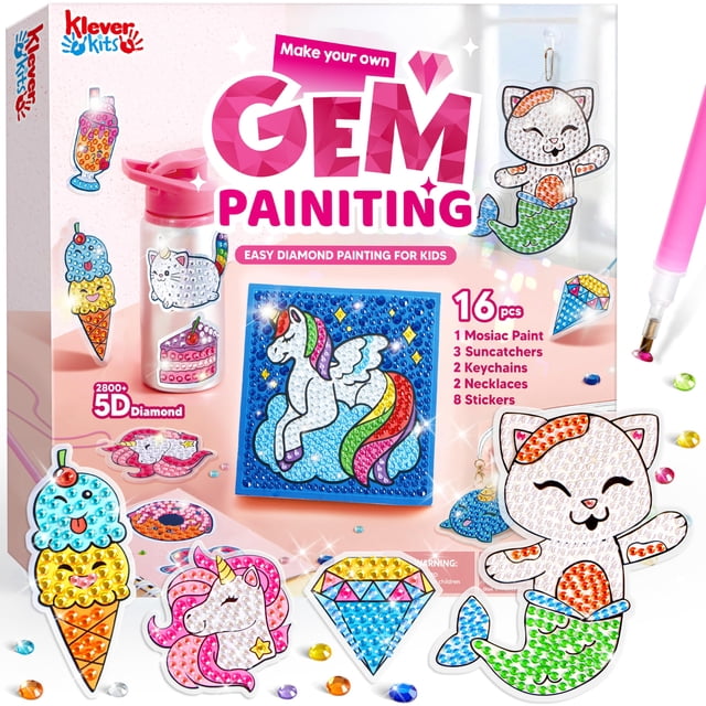 Kit de pintura con diamantes Klever Kits Gem Art con gemas 5D para niñas de 6 a 12 años