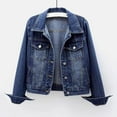 thumbnail image 2 of Jackets for Women Fall Jacket Women's Fashion Casual Colorful Solid Size Large Pocket Button Denim Coat Women's Short Coat, 2 of 4