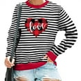 thumbnail image 6 of ICHUANYI Womens Striped Heart Print Oversized Sweatshirt Color Block Crew Neck Long Sleeve Casual Loose Pullover Top Sweatshirts, 6 of 6